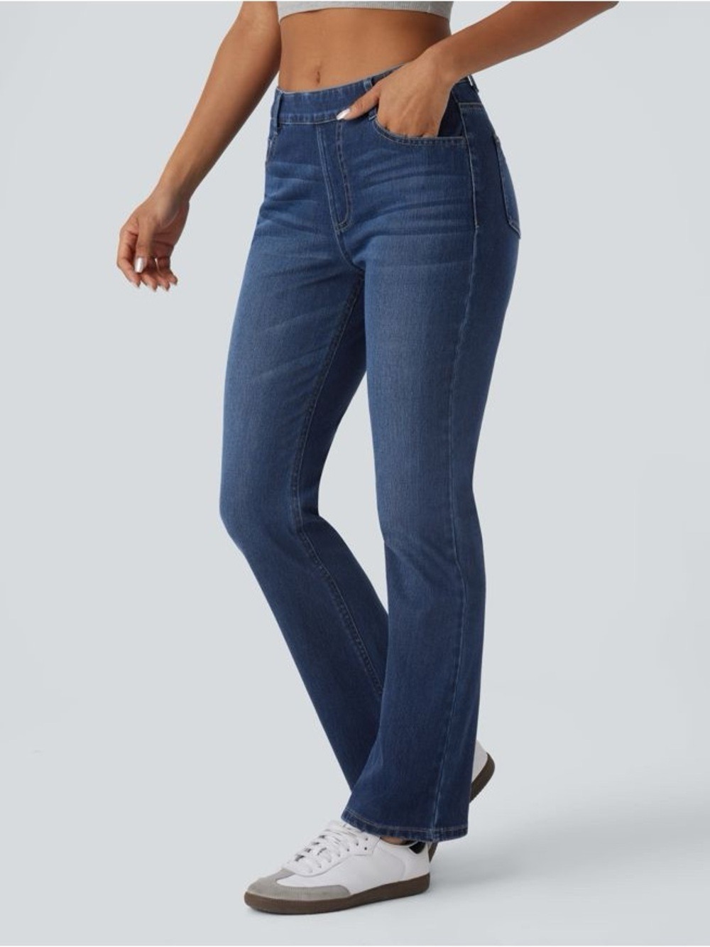 New Halara Flex Denim High Rise Straight Leg Pull-On Comfort Jeans size medium